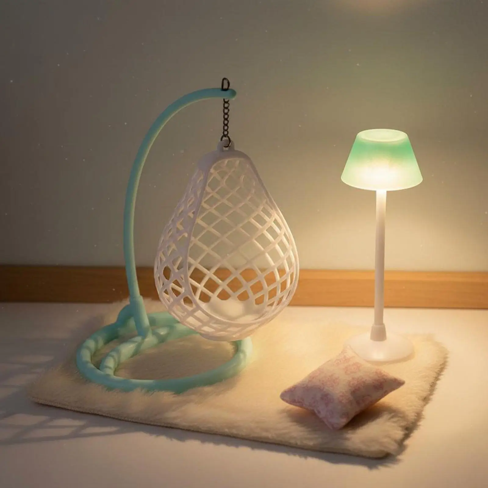 Complete Scene Miniature Hanging Seat Set Dollhouse Swing Chair Furniture Accessories for Decoration 1 12 1 6