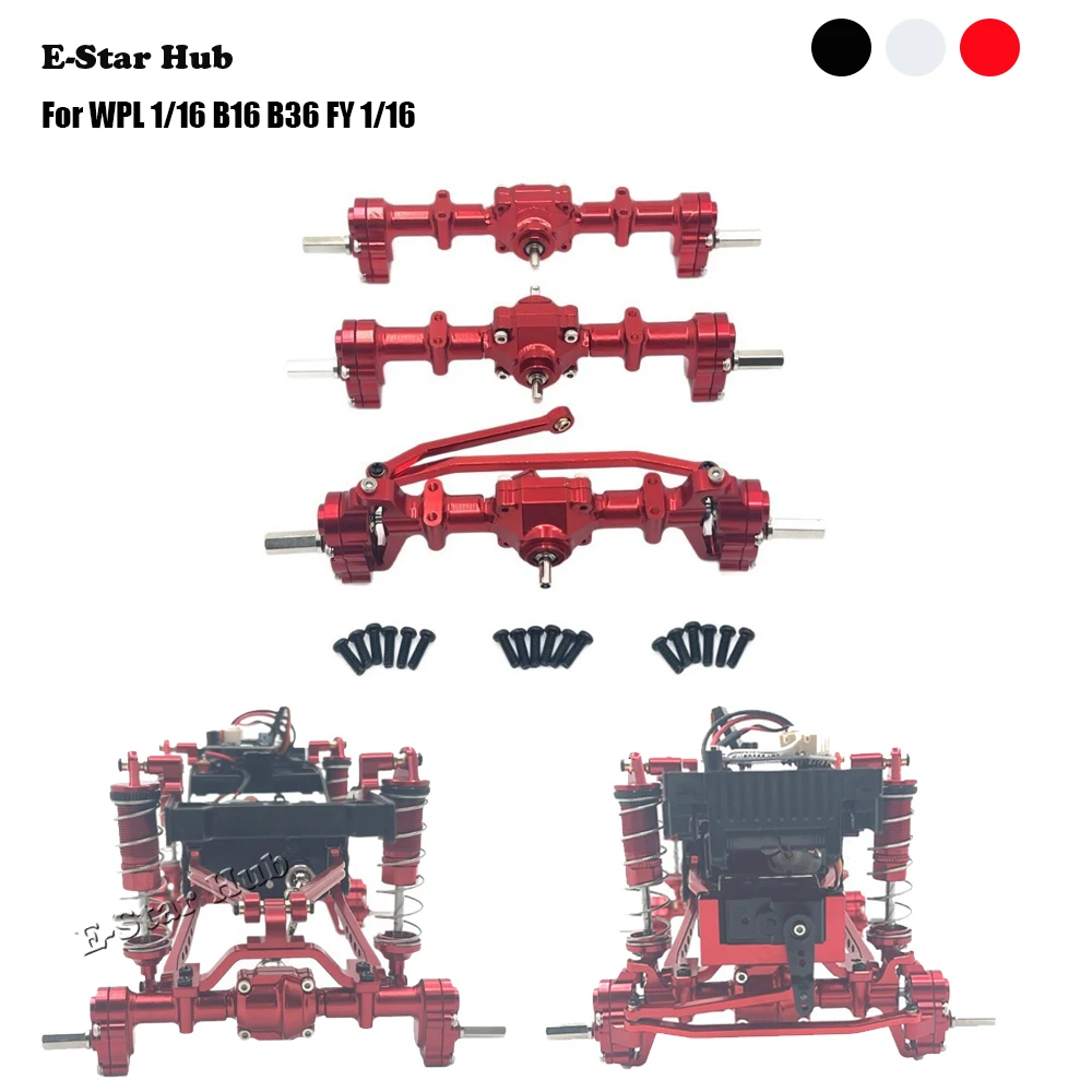 Front Middle Rear Portal Bridge Axle Differential Assembly for WPL 1/16 B16 B36 Metal Upgrade Parts Rc Car Truck Buggy