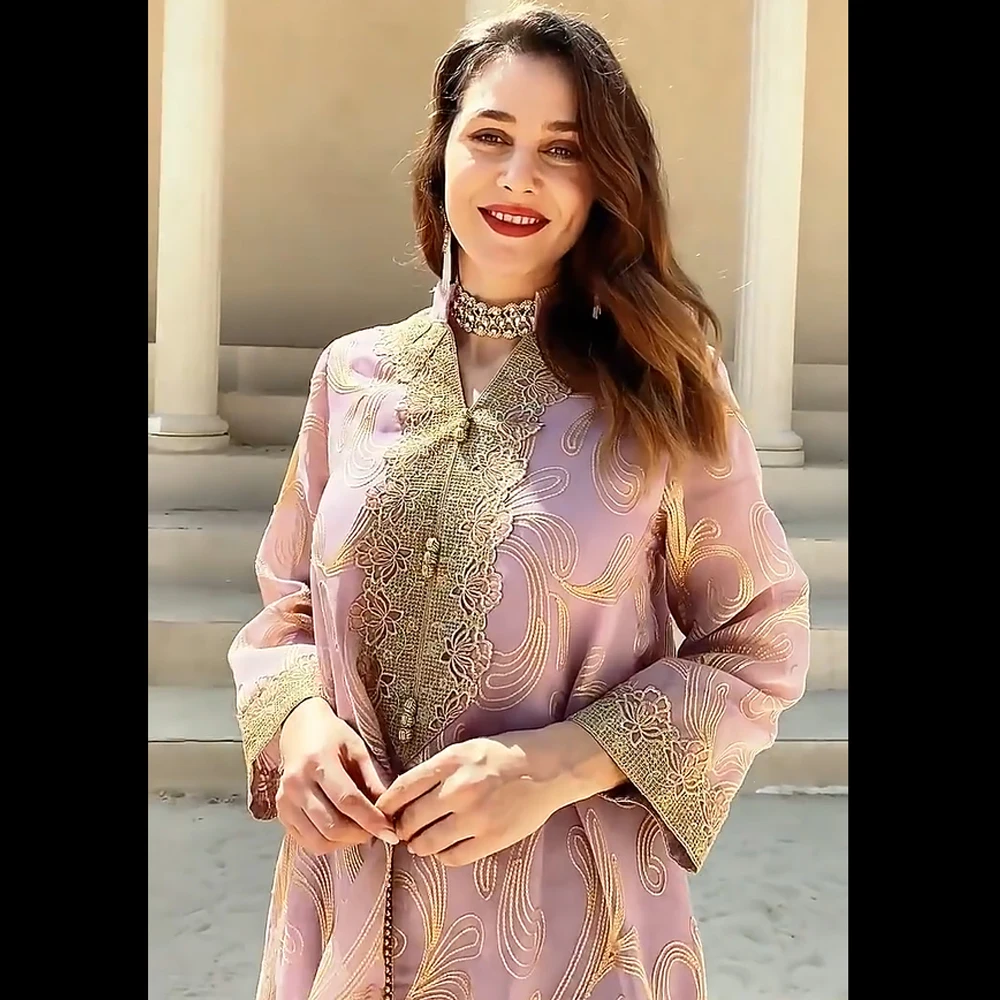 

Ethnic Embroidered Long Dress Caftan Abayas Women Dubai Arabic Eid Ramadan Islam Jalabiya Muslim Party Dresses Djellaba Kaftan