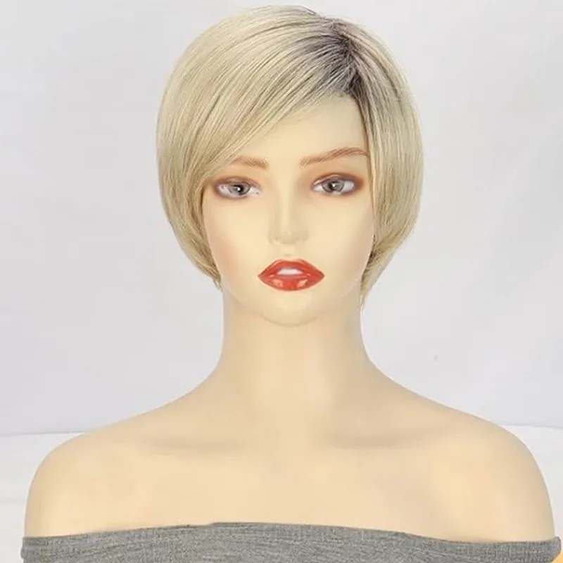 

Women's Wig Short Black To Golden Ladies Straight Hair Wig+Wig Cap