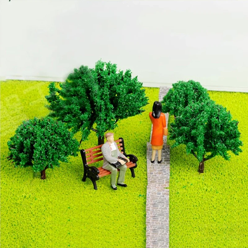 Bañadores de árboles modelo de plástico, árboles redondos, arquitectura artesanal, Diorama, paisaje para ferrocarril y terreno de juegos de guerra