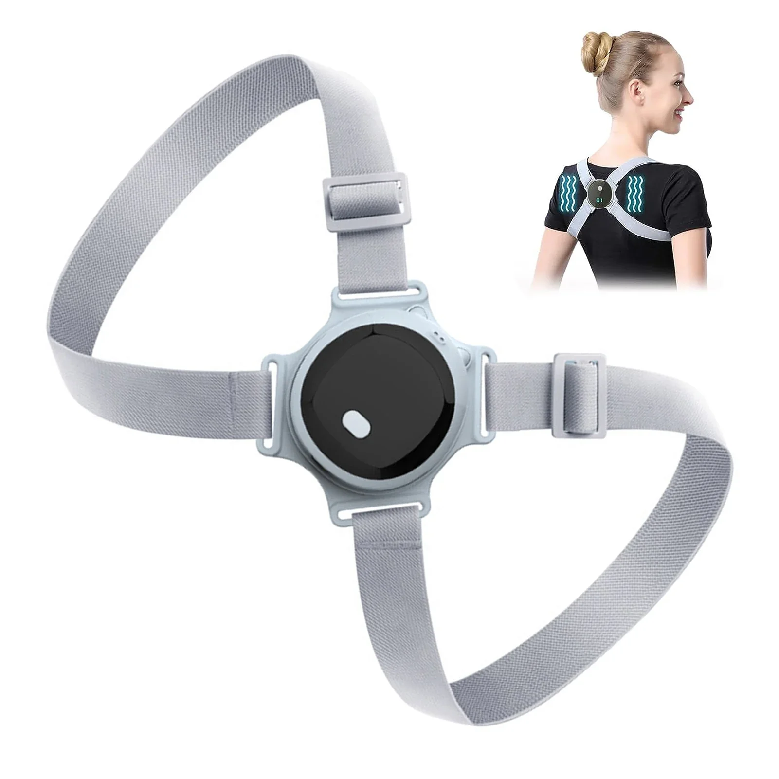Corrector de postura eléctrico inteligente, cinturón de soporte para espalda, chaleco de alineación de columna Lumbar recargable por USB para trabajadores de oficina
