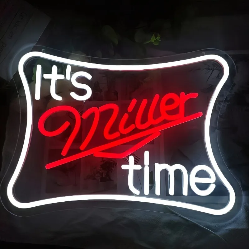 

'It's Miller Time' LED Neon Neon Signs Light Signs Custom Personalized Neon Lights for Home Beer Bar Bedroom Cafe Recreation Roo