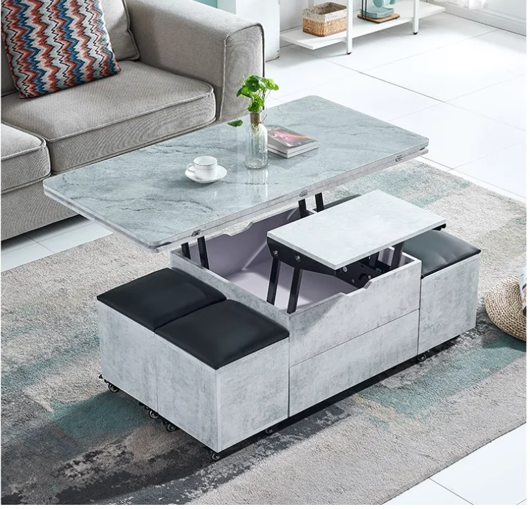 

Lift coffee table modern simple small apartment multi-functional coffee table table with stool set