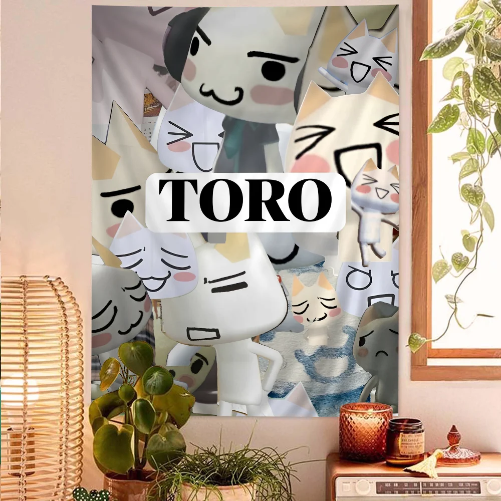 Inoue Toro Cute Cat Printed Large Wall Tapestry Hanging Tarot Hippie Wall Rugs Dorm Art Home Decor