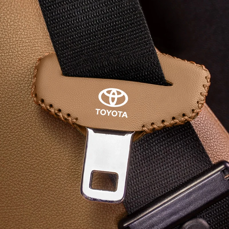 Leather Car Accessories Seat Belt Buckle Protector Cover For Toyota Hilux Aygo Yaris Ractis Corolla Caldina CHR Auris Rav4 Cruis