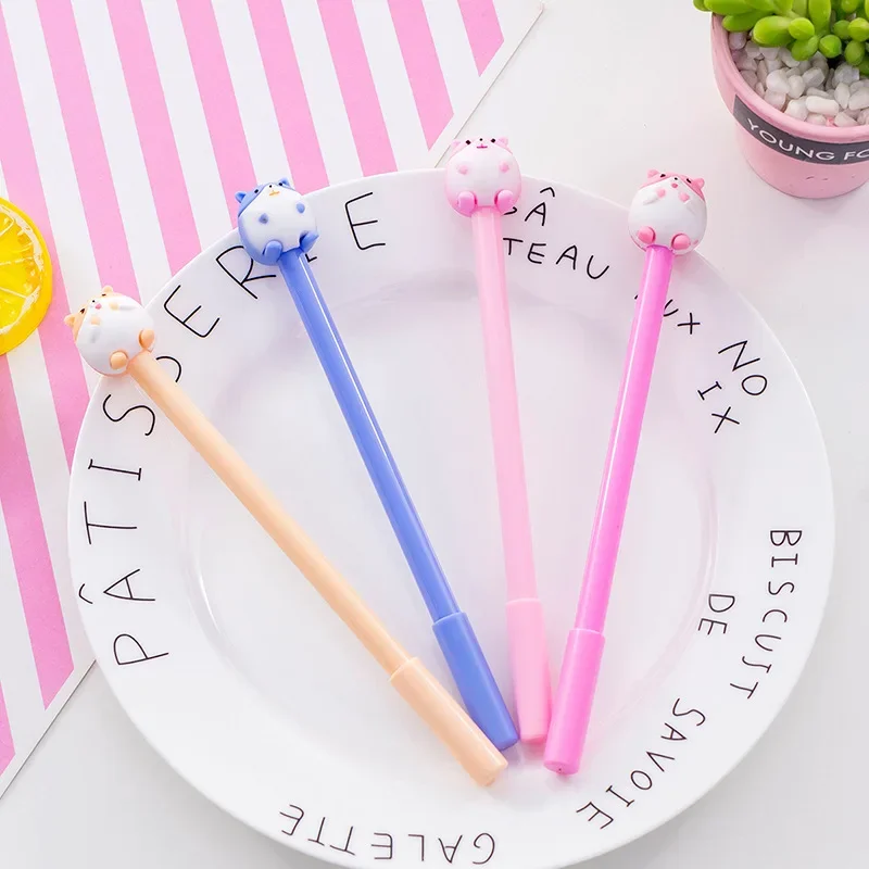 40PCS Creative Cute Small Mouse Fat Mouse Cartoon 0.5 Mm Black Stationery Kawaii School Supplies Gel Pens