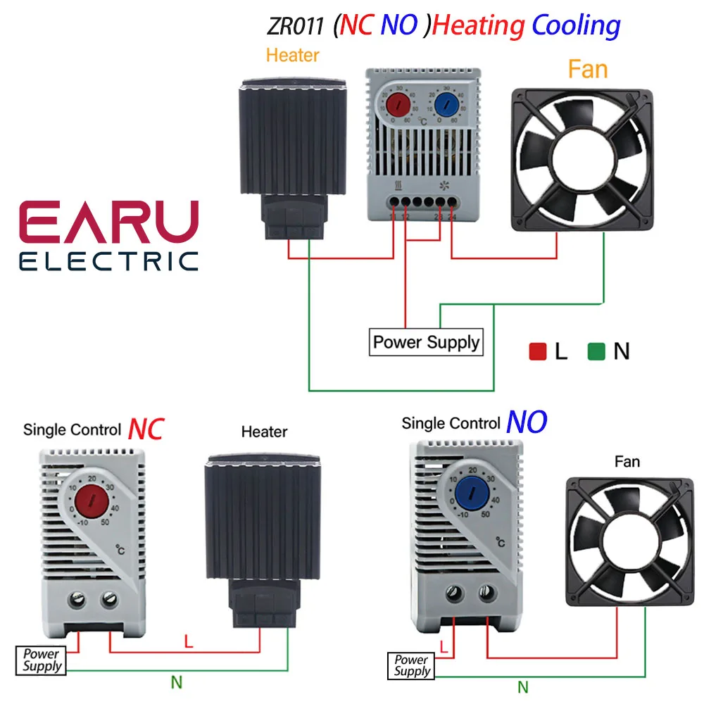 DIN Rail Cabinet Temperature Controller Industrial Thermostat KTO011 KTS011 0 to 60 Degree Centigrade Mechanical Thermoregulator