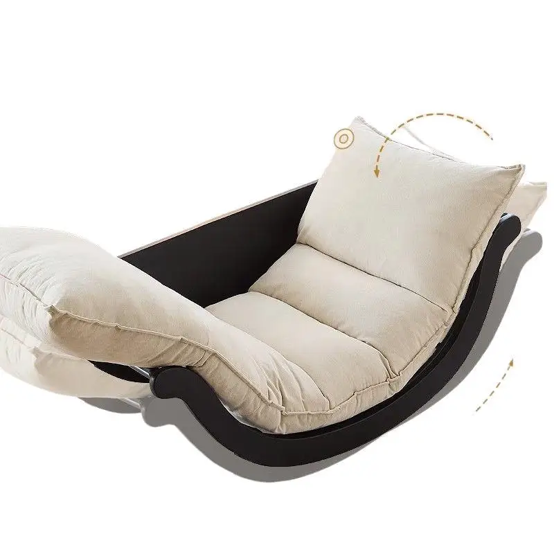Multifunctional banana boat lazy rocking chair balcony household lazy sofa chair solid wood single casual nap recliner