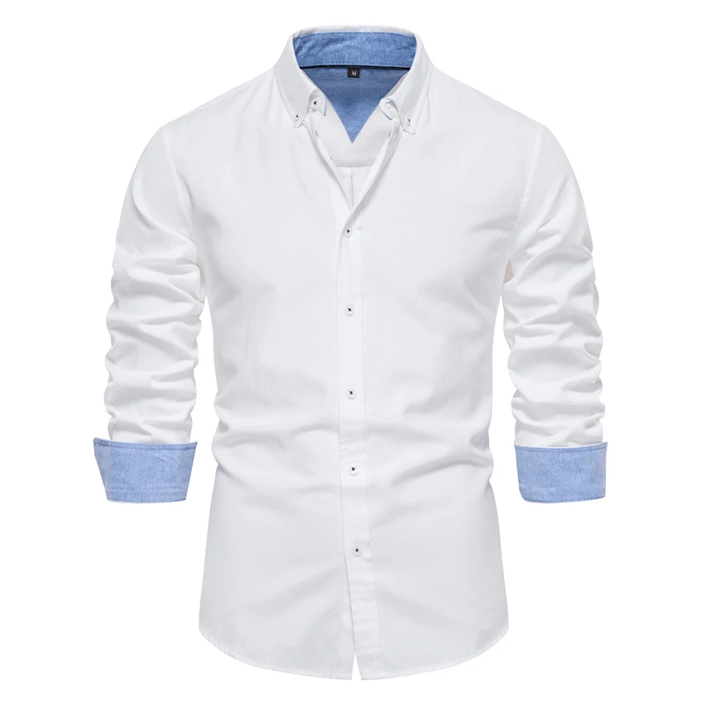 AIOPESON 2023 Neue Herbst Baumwolle männer Oxford Hemd Langarm Taste Unten Social Business Casual Shirts für Männer