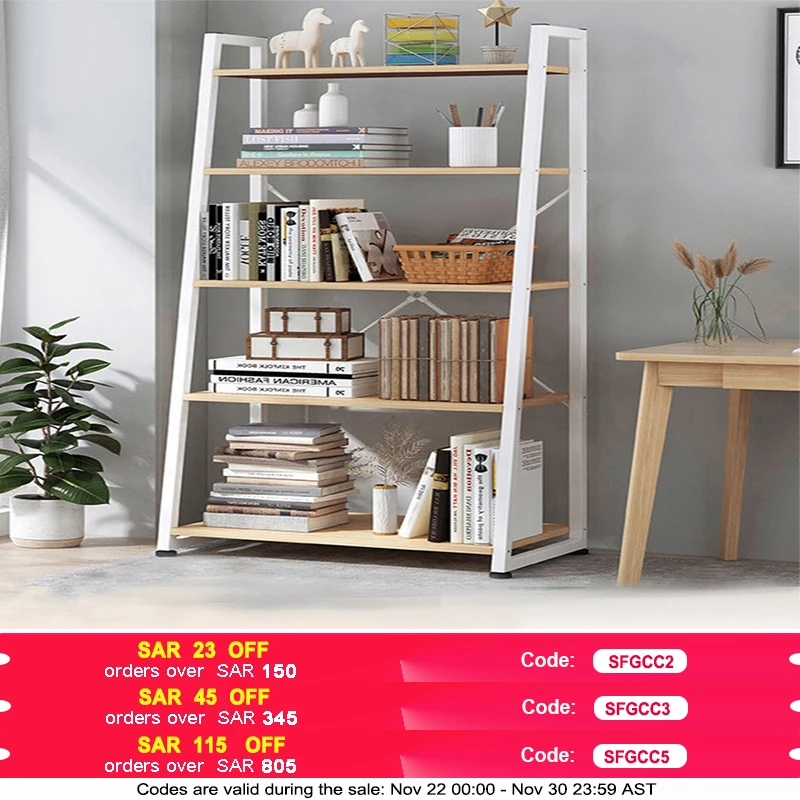 5-layer bookshelf with metal frame independent display bookshelf multifunctional open storage rack