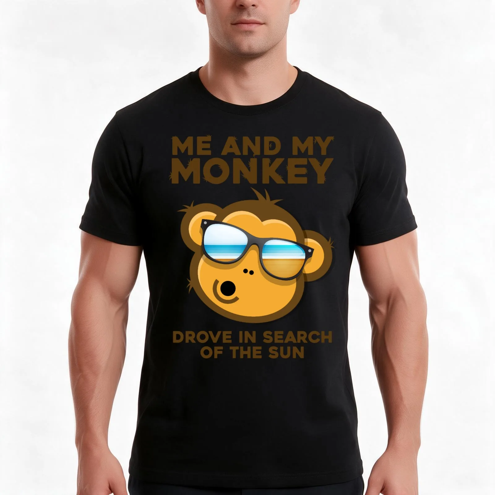 onkey Sun Humor Me and my Monkey Mind Crazyness T-Shirt, Summer Casual Cotton Tee, Oversized Streetwear Tops, Unisex Men Women