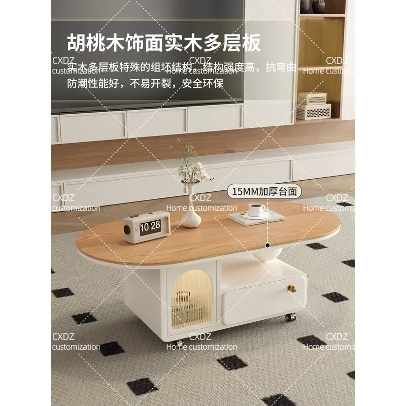 Yiyou modern simple style home living room small apartment sofa side few new oval surface removable storage coffee table