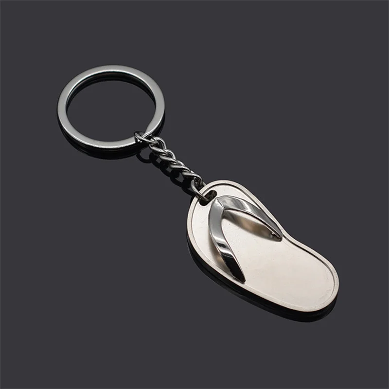 Fashion Simple Metal Flip Flops Pendant Keychain Shoe Slipper Keyring Jewelry New Bag Car Charm Accessories Unique Keyring Gift