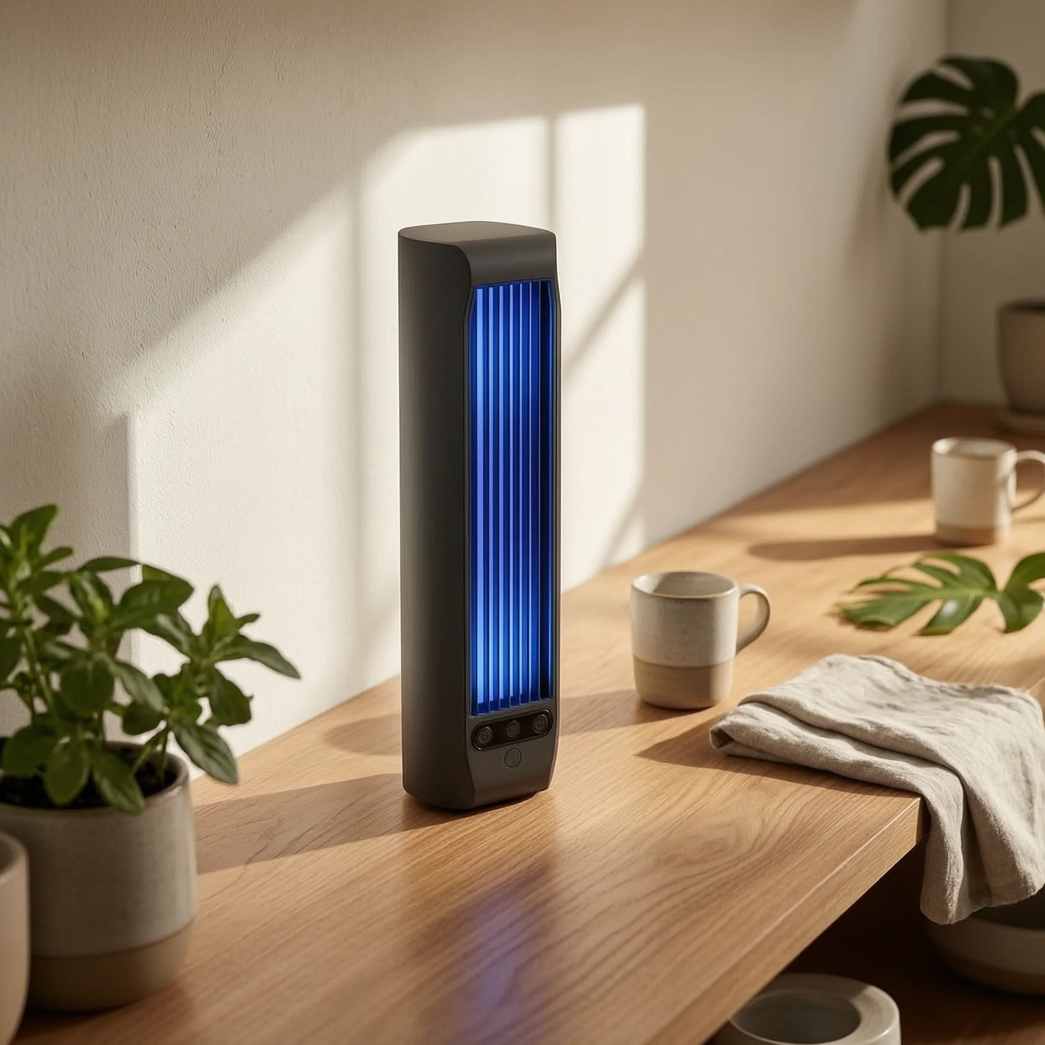Ventilador com Suporte para Celular, Ventilador de Mesa Compacto, Eletrodoméstico, Colocação Vertical Retangular Alta