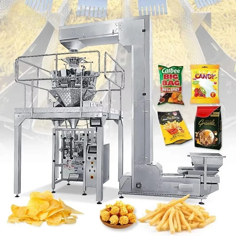 Granule Snack Packing Machine Nitrogen Flushing Nut Filling Equipment for Potato Chip Candy Sachet Custom Packaging