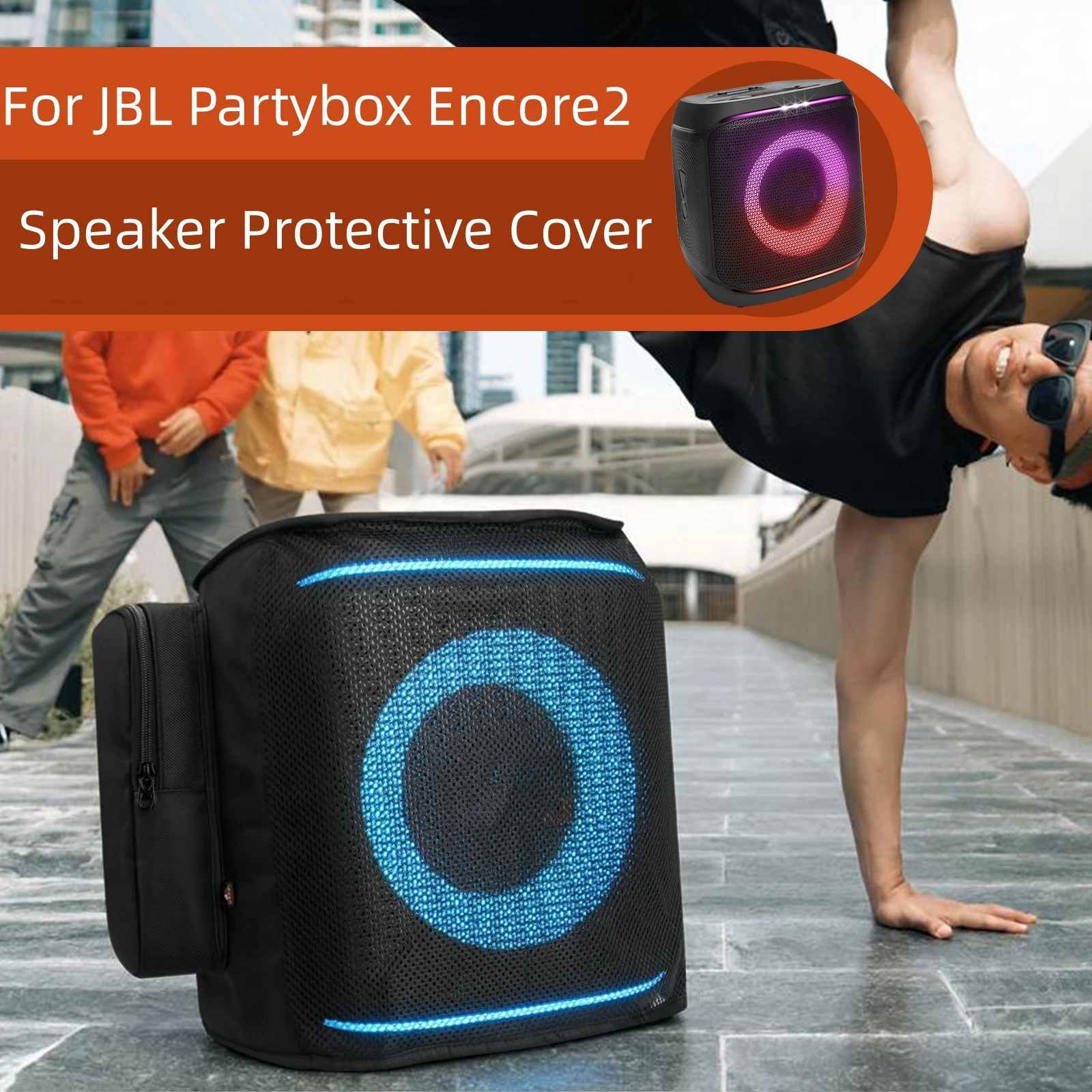 

Full-Coverage Protective Case for JBL Partybox Encore2 Speaker Mesh Nylon Side Pockets Speaker Cover