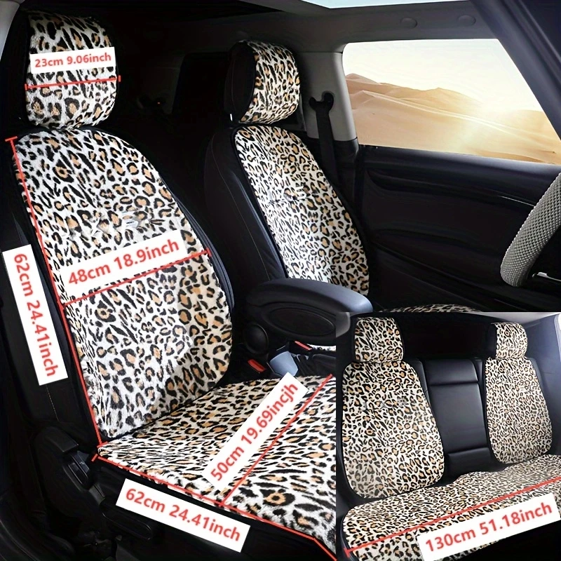 Leopard pluszowa zimowa poduszka do siedzenia samochodu jednoosobowa dekoracja wnętrza samochodu Nadaje się do samochodu ciężarowego SUV — zdjęcie 7