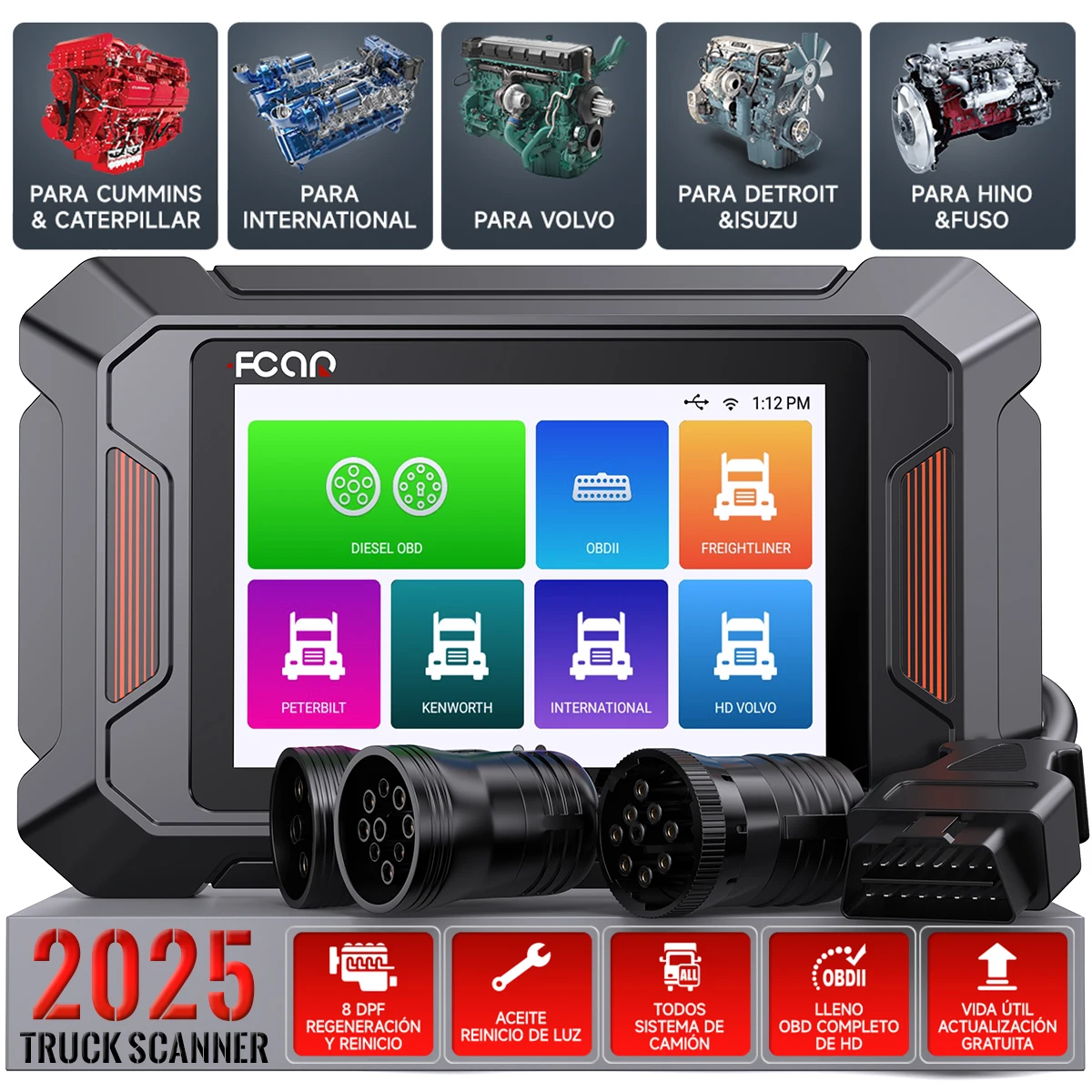 

FCAR F802 Pro Truck Code Reader Dpf Регенерация DPF Дизель Reset Топология масляного света для Cummins Detroit Caterpillar Paccar
