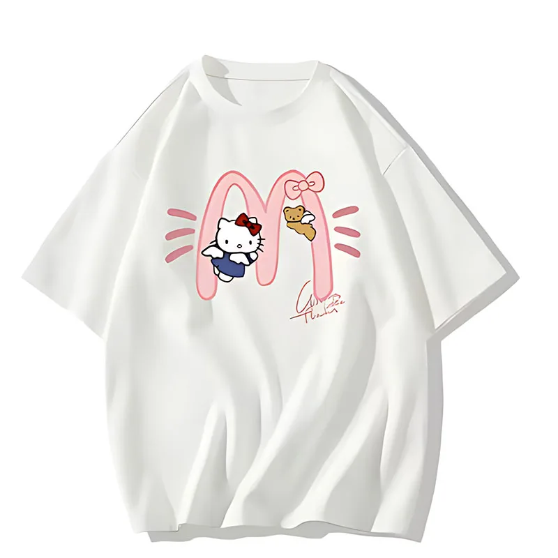 Disney Hello Kitty Women Short Sleeve Tshirt Adorable Kitty Themed Design Comfortable Fit Trendy Clothing Casual Fashionable