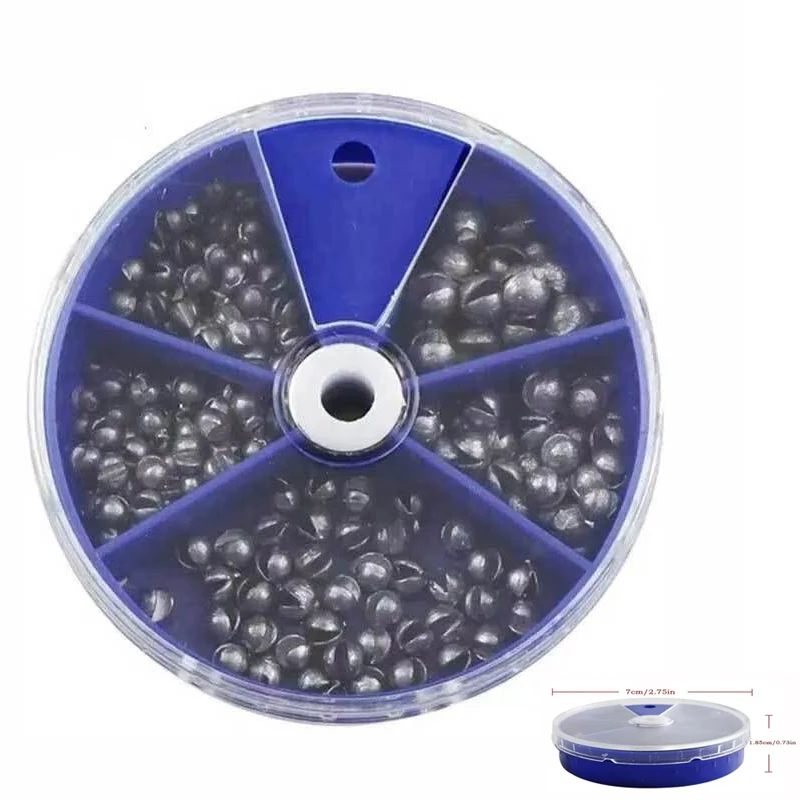 Split Shot Fishing Sinkers Weights 205Pcs 0.2g To 0.8g With 5 Grid Storage Box For Float Coarse Fishing Tackle