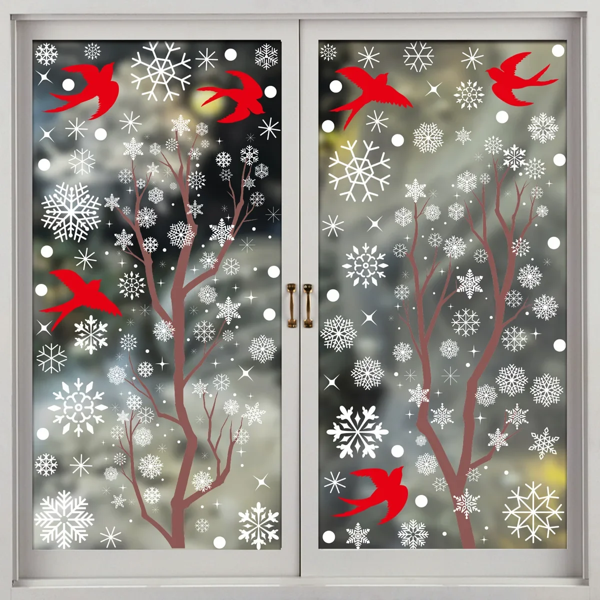 Christmas Winter Snowflake Stickers Santa Claus Xmas Tree Branch Window Glass Sticker Merry Christmas Decor Happy New Year 2025