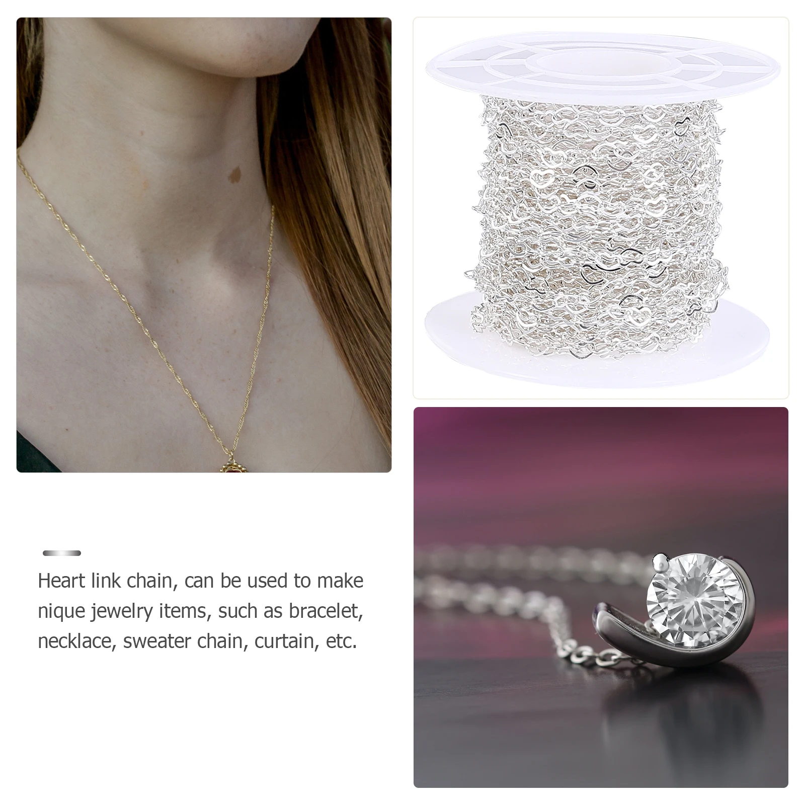 

Heart Link Chain Copper DIY Jewelry Making Bulk Spool Silver Gold Necklace Bracelet Sweater Chain Pendant Accessories Craft