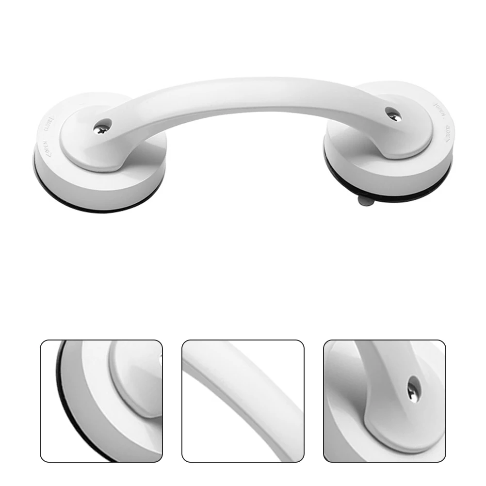 

Plastic Shower Handle Suction Cups Firmly Fixed Anti Slip Easy Installation Portable Grab Bar Bathrooms Seniors Travel Door Tool