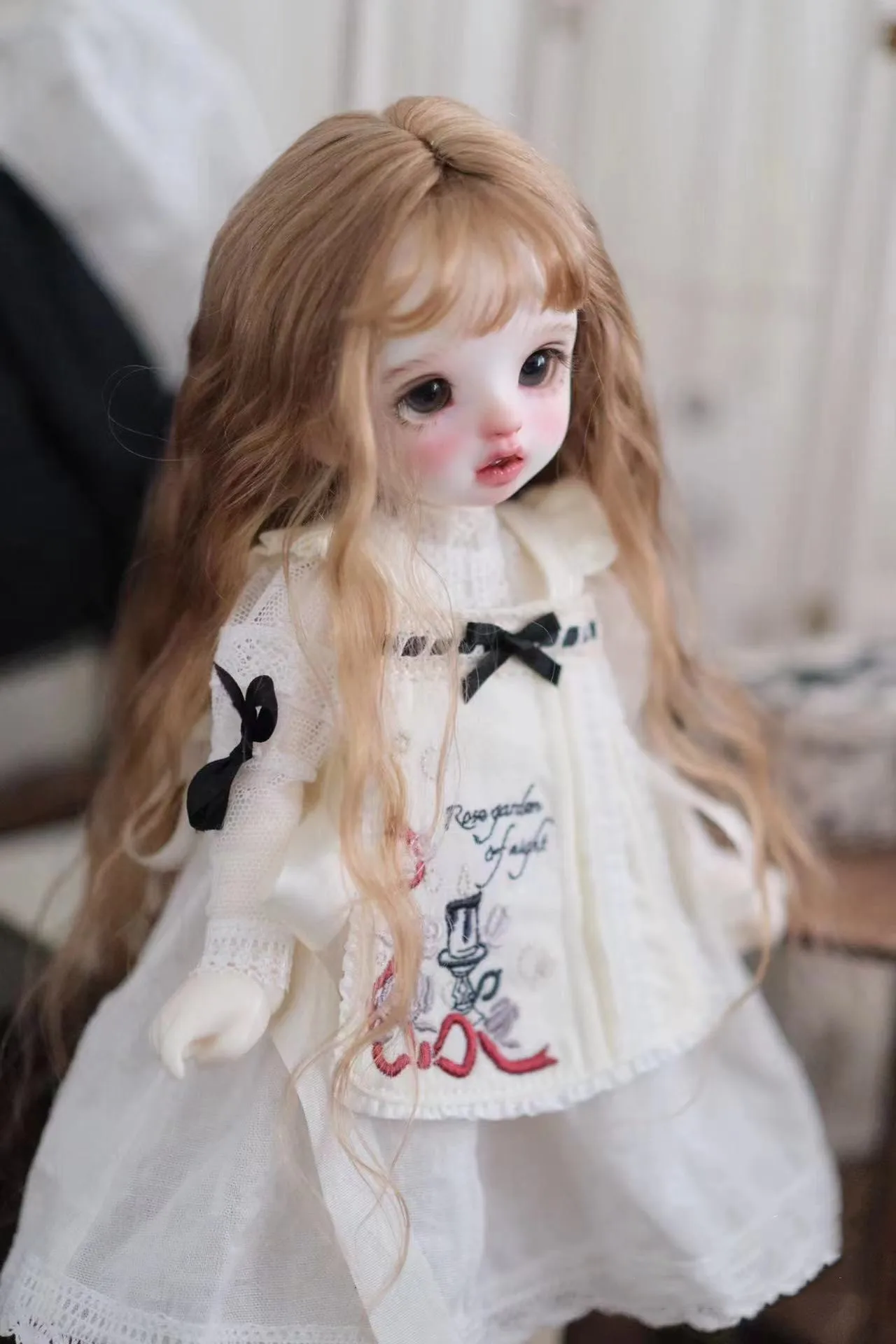 Hair for doll accessories hardhead shell doll hair, silver-brown 1/6 BJD mohair wig