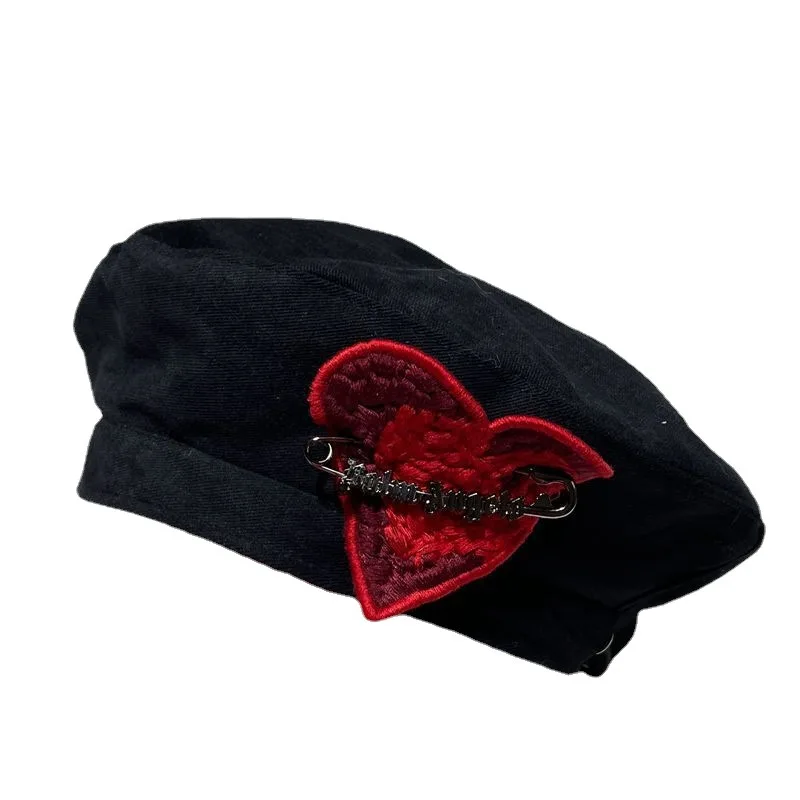 Girls Love Beret Heart Pin Painter's Hat Street Everything Pumpkin Hat DIY Newsboy Hat Street Casual Cap Adjustable Forward Cap