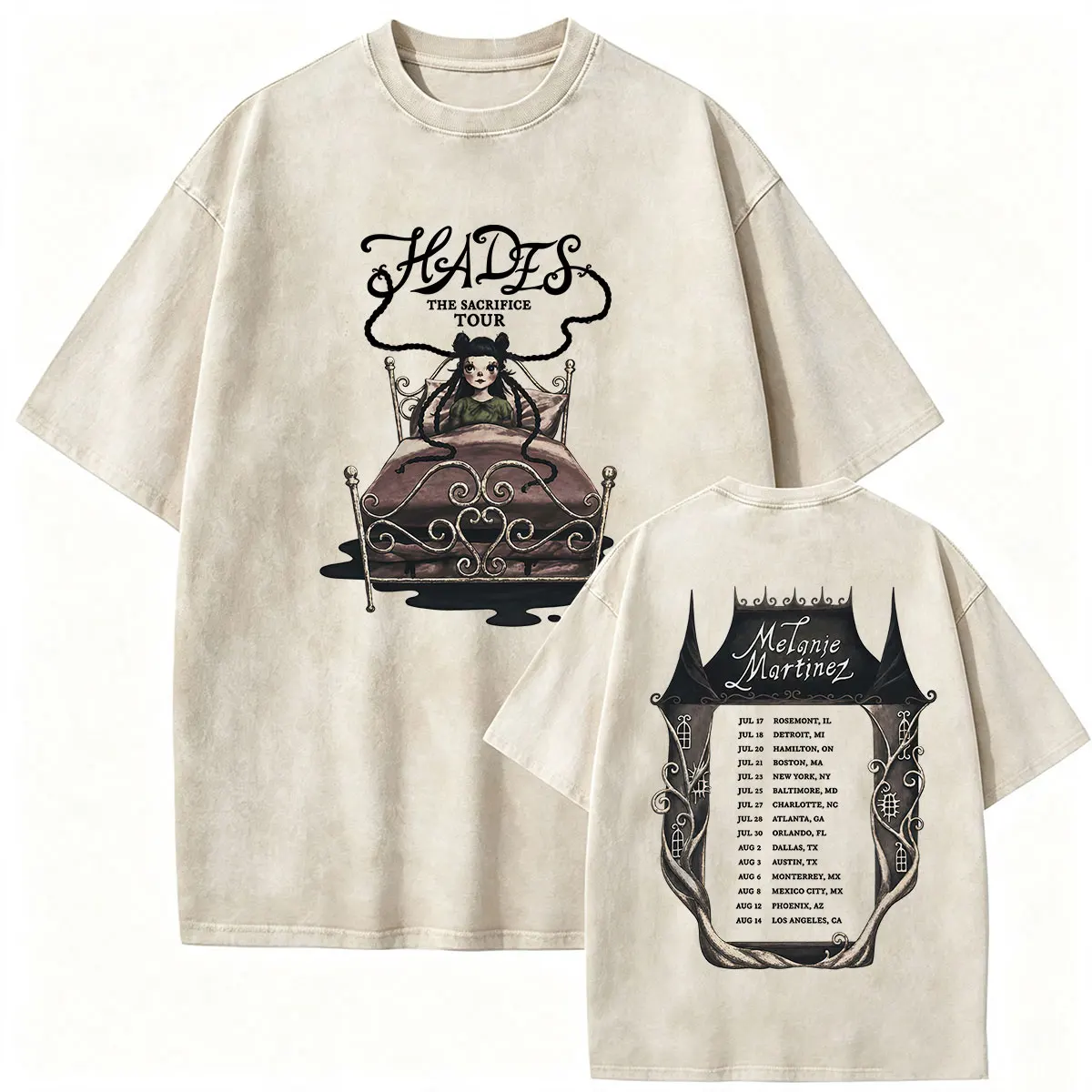 Melanie Martinez Hades The Sacrifice Tour 2026 Vintage Washed T Shirts Men Women's Clothing Fashion Cotton Short Sleeve T-shirt
