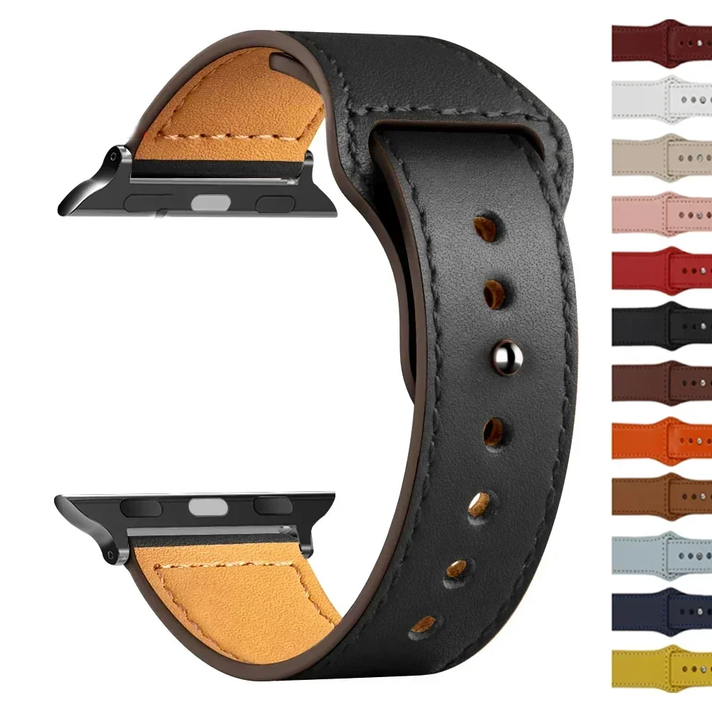 Leather Bands For Apple watch strap Ultra2 49mm 44mm 40mm 38mm/42mm sport loop bracelet iWatch series 9 8 7 3 4 5 6 se 41mm/45mm