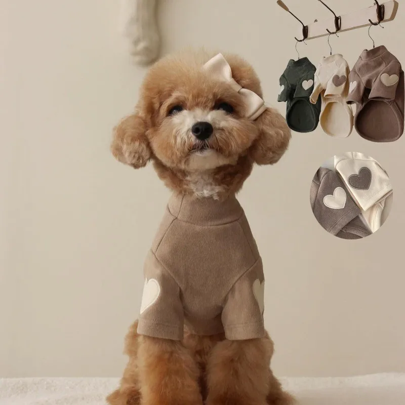 

Cute Cat and Dog Autumn and Winter Pet Clothing, Fleece Heart-embroidered Sweatshirt, Soft and Comfortable Shih Tzu Dog