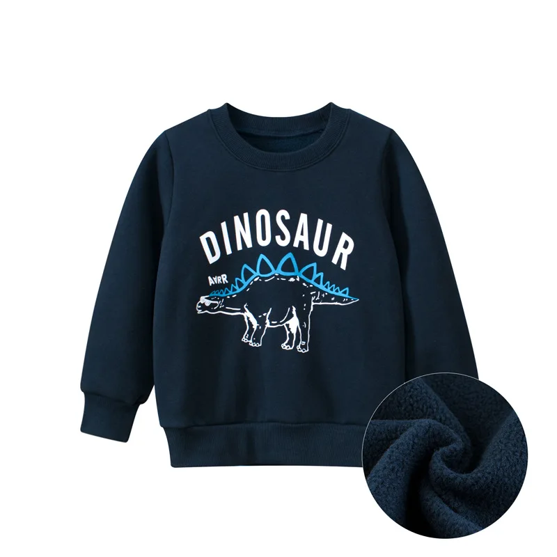 

Dinosaur Boys Sweatshirts Toddler Baby Long Sleeve T-shirts Fleece Thermal Children's Clothes Winter