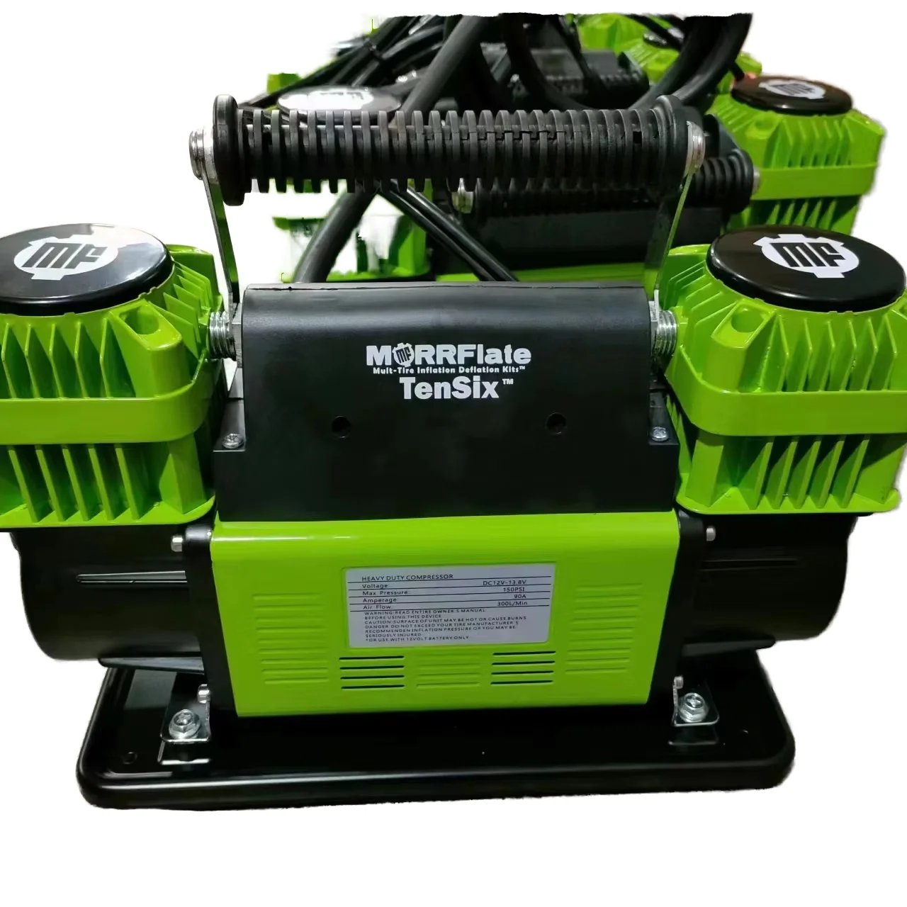 300L/MIN Heavy Duty Metal Air Compressor Tire Inflator Dual Cylinder 12V DC Fast Pump Portable ABS 4x4 Trucks Off-Road Vehicles