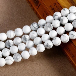 Grade A 4/6/8/10/12mm White Turquoises Stone For Jewelry Making Smooth Round Howlite Beads DIY Bracelet Necklace Bag Wholesale