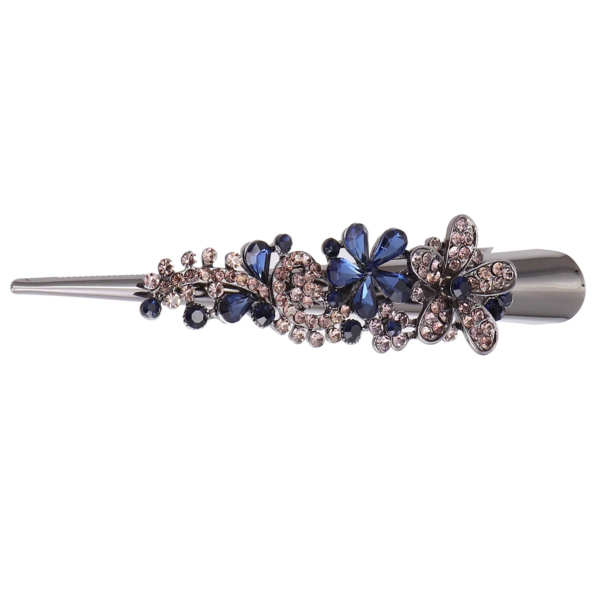 

Hair Pin Retro Large Rhinestone Metal Horn Clip Headdress Crystal Accessories Styling Barrette Grey Miss