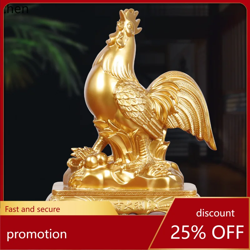 

LXC Large Rooster Ornament Craft Wealth-Attracting Golden Rooster Lucky Mascot Office Desk Decoration Gift