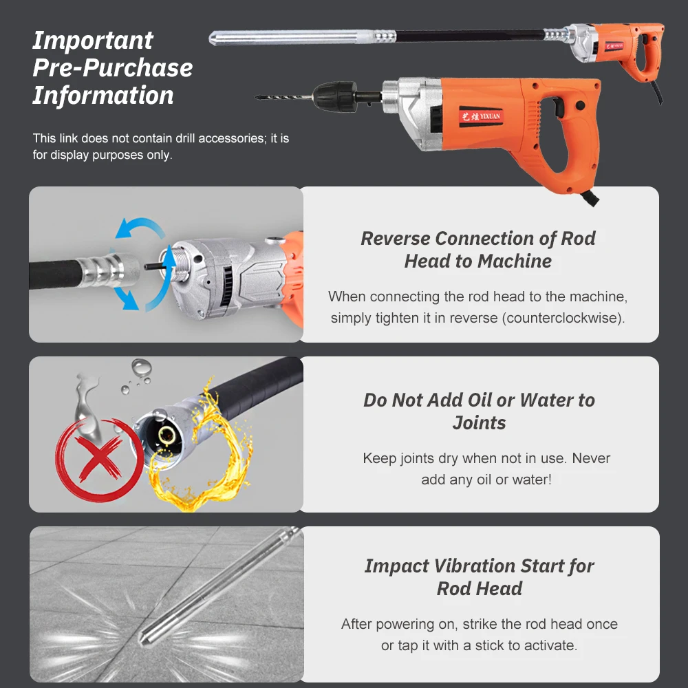 Electric Construction Concrete Vibrator Handheld Concrete Vibrating Tool Cement Vibration Machine Concrete Air Bubble Remover