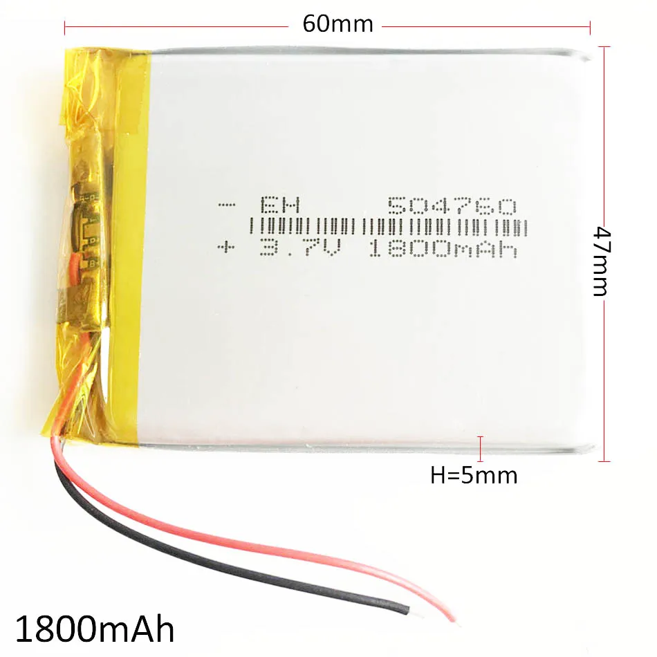 3.7V 1800mAh akumulator Lipo 504760 do MP3 MP4 nawigacja GPS Power Bank DVD Tablet PC 7 \