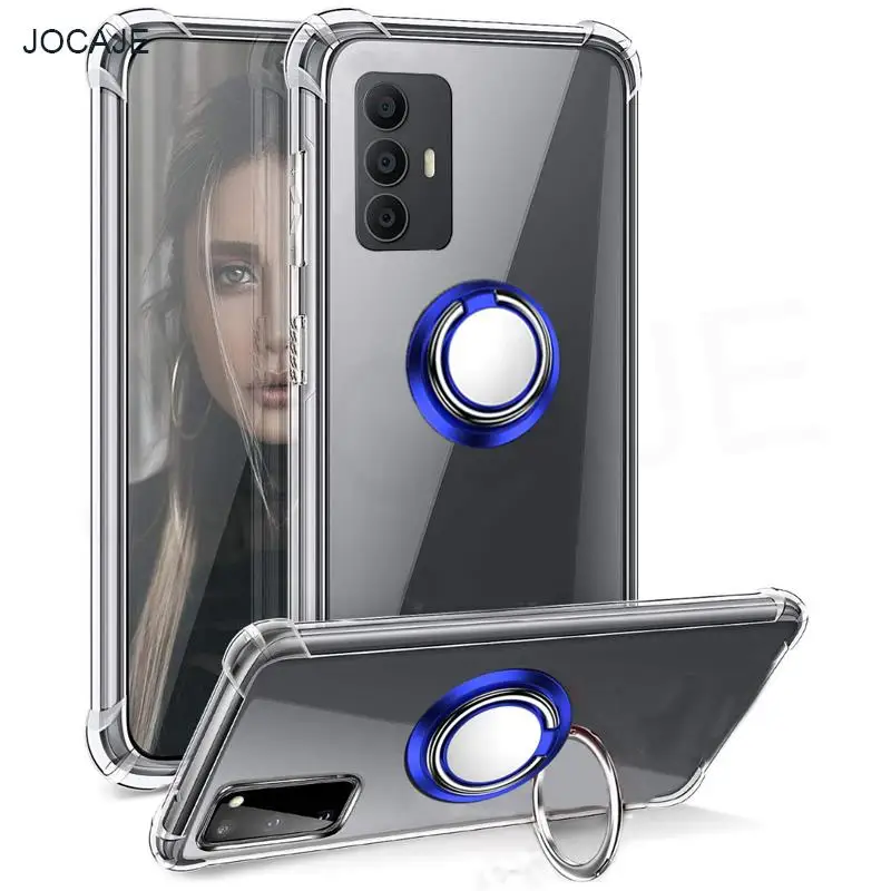 Funda de teléfono transparente para TCL 306, 305, 30SE, soporte de anillo magnético, Capa protectora de TPU suave, TCL 30SE 305, 306