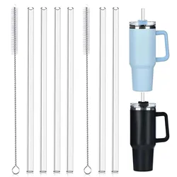 Replacement Straw Compatible with Stanley 20 Oz 30 Oz 40 Oz Cup Tumbler, 6 Pack Reusable Straws with Cleaning Brush