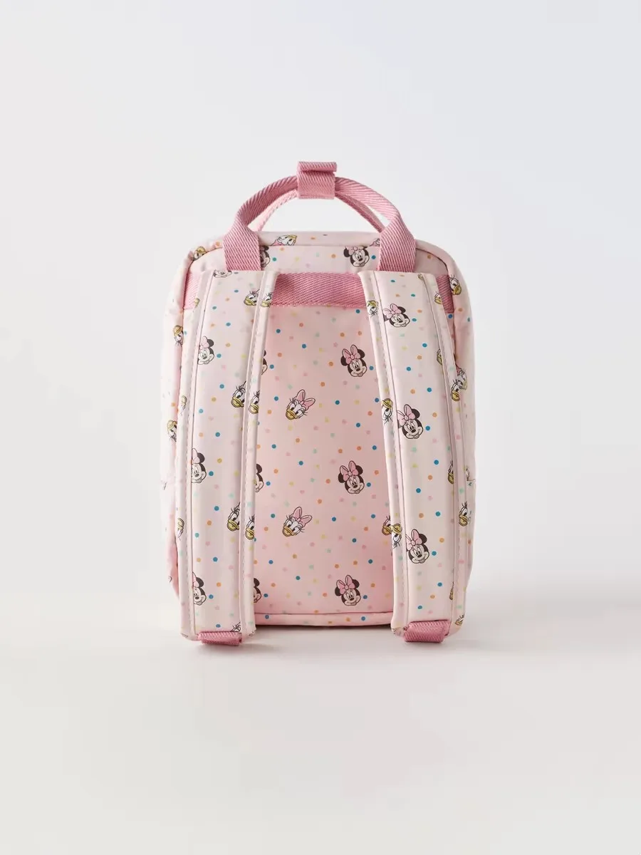 New Children\'s Pink Mini Bag Brand Fashion Cute Nylon Two Shoulder Bags Girls Casual Handbags Minnie Full Print Backpack