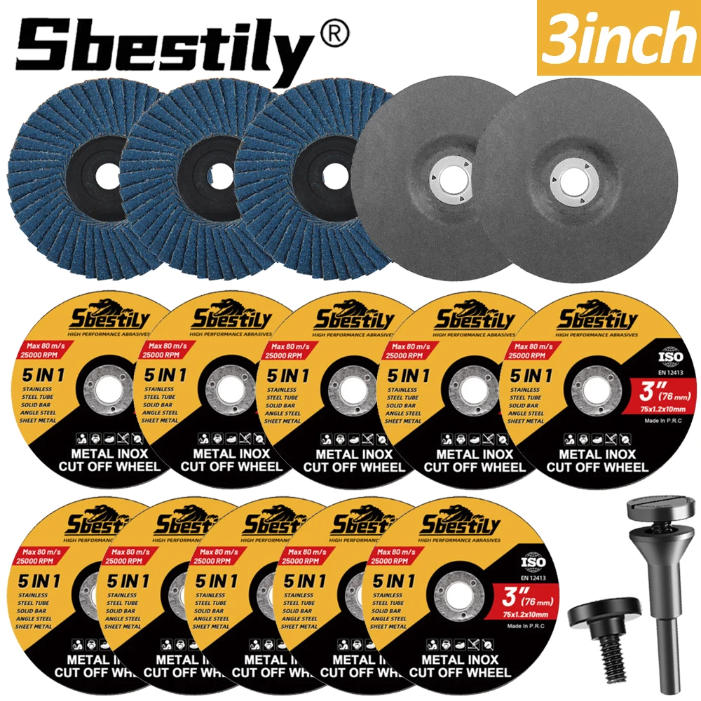 

75 мм 3-дюймовый отрезной круг, круглый отрезной диск из смолы, лепестковый диск, шлифовальный круг из смолы с комплектом монтажных оправок для угловой шлифовальной машины