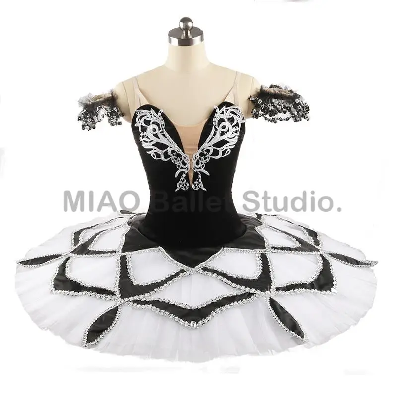 

Black white silver Professional Ballet Tutu dress girls Classical Ballet Pancake Tutu Stage costume velvet 11 layers tulle 0172