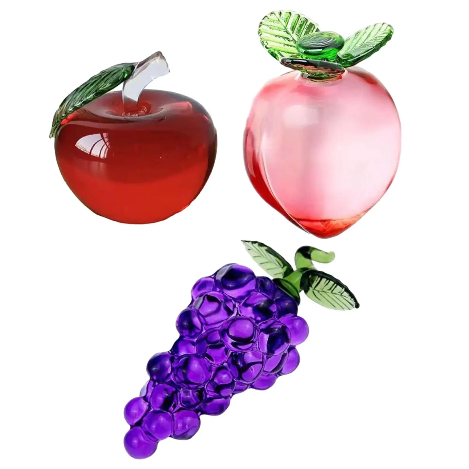 

Crystal Statue Fruit Ornament Paperweight Miniature Glass Fruit Figurine Sculpture for Car Home Bookshelf Tabletop Decoration