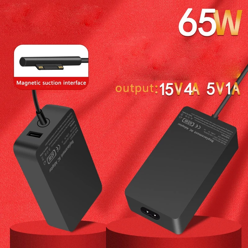 อะแดปเตอร์แม่เหล็ก65W 15V/4A 2.Charger LAPTOP สำหรับหนังสือ2/3แล็ปท็อป3โปร X/7/6 (สหรัฐ