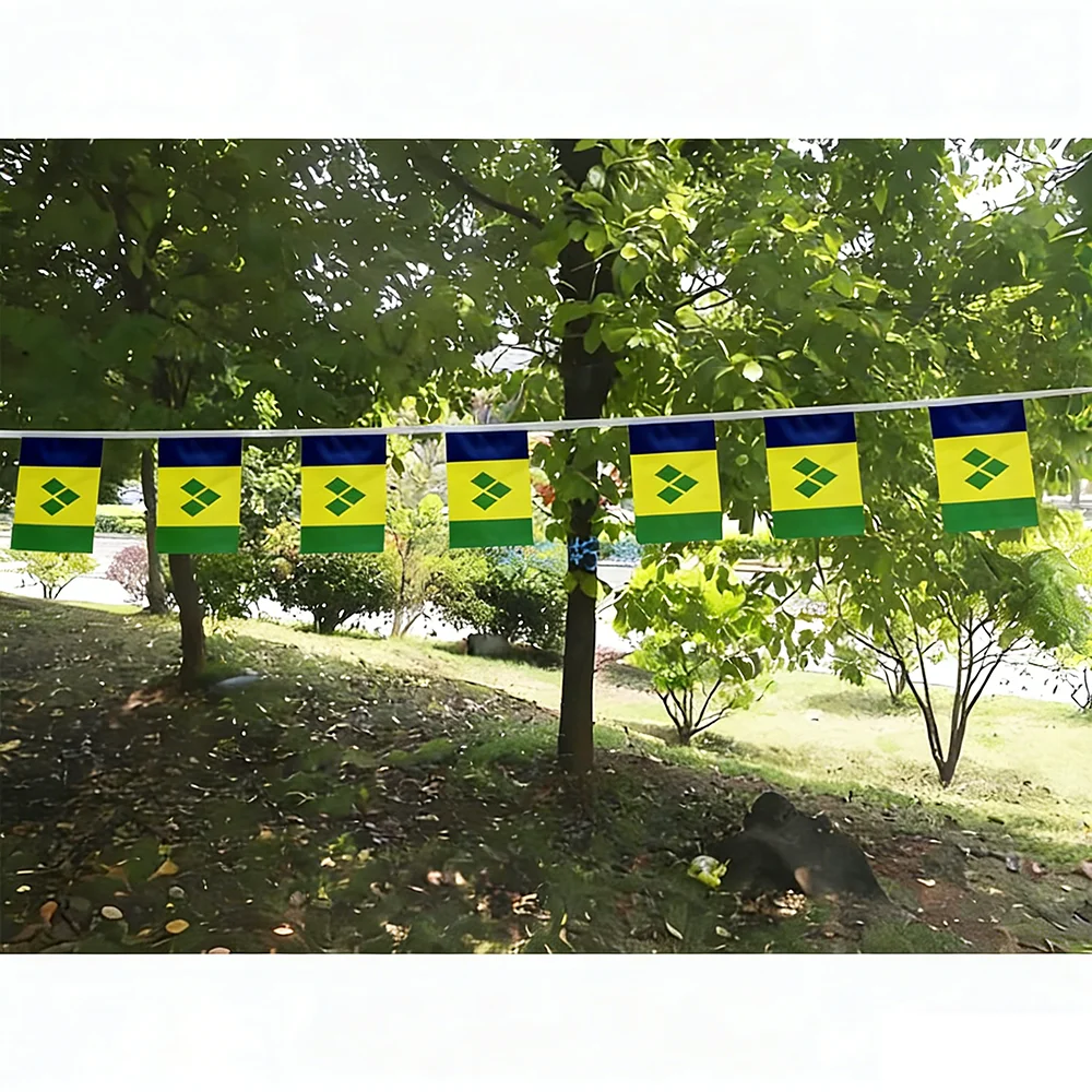 Saint Vincent and the Grenadines Bunting Flags 14x21cm 20pcs/lot Polyester String Flags Pennant Banner for Decoration