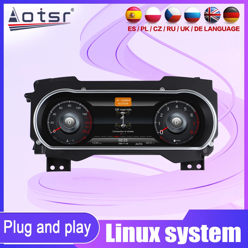 

12.3 inch Screen For Jeep Wrangler 2018 - 2023 Speedometer Car LCD Instrument Panel Smart Dashboard Digital Cluster Dash Gauge