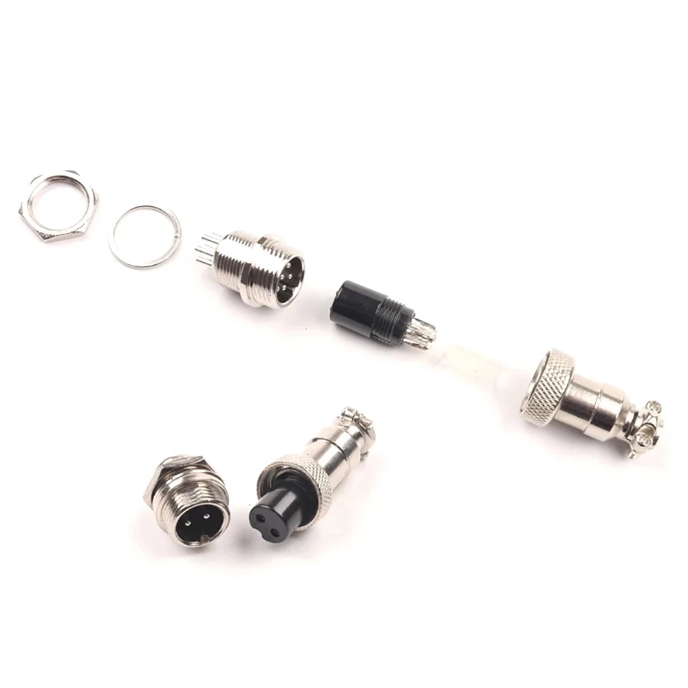 1set GX12 Nut Type 2/3/4/5/6/7 Pin Male + Female 12mm Circular Aviation Connector Screw Plug Panel Mount Socket& Plug